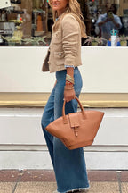 Women's Collarless Tweed Blazer with Frayed Trim