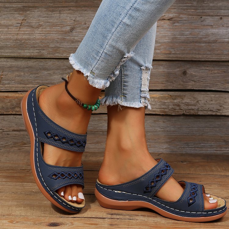 Women's Comfort Slide Sandals with Perforated Pattern