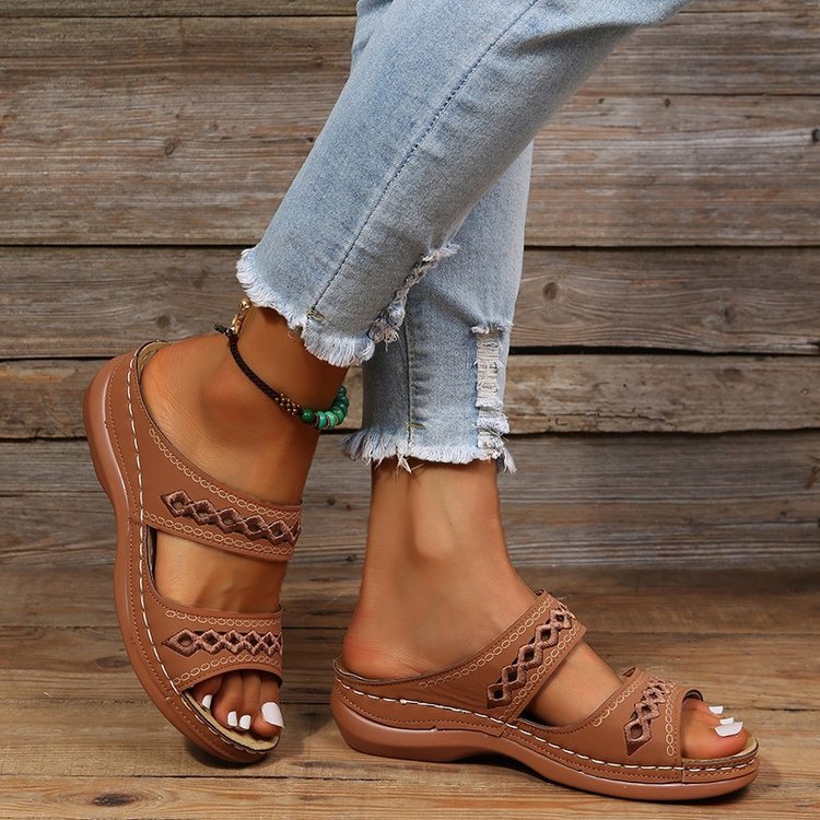 Women's Comfort Slide Sandals with Perforated Pattern