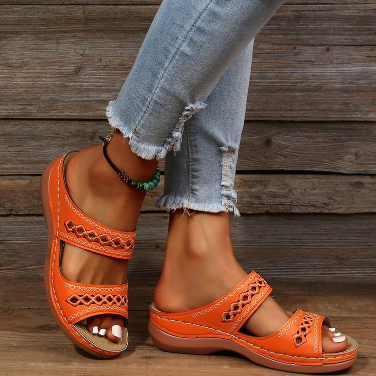 Women's Comfort Slide Sandals with Perforated Pattern