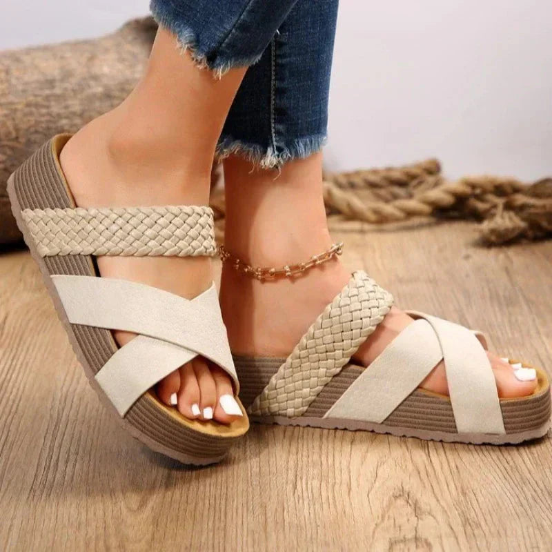 Women's Platform Sandals with Braided Straps