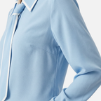 Women's Contrast-Trim Blouse with Detachable Tie