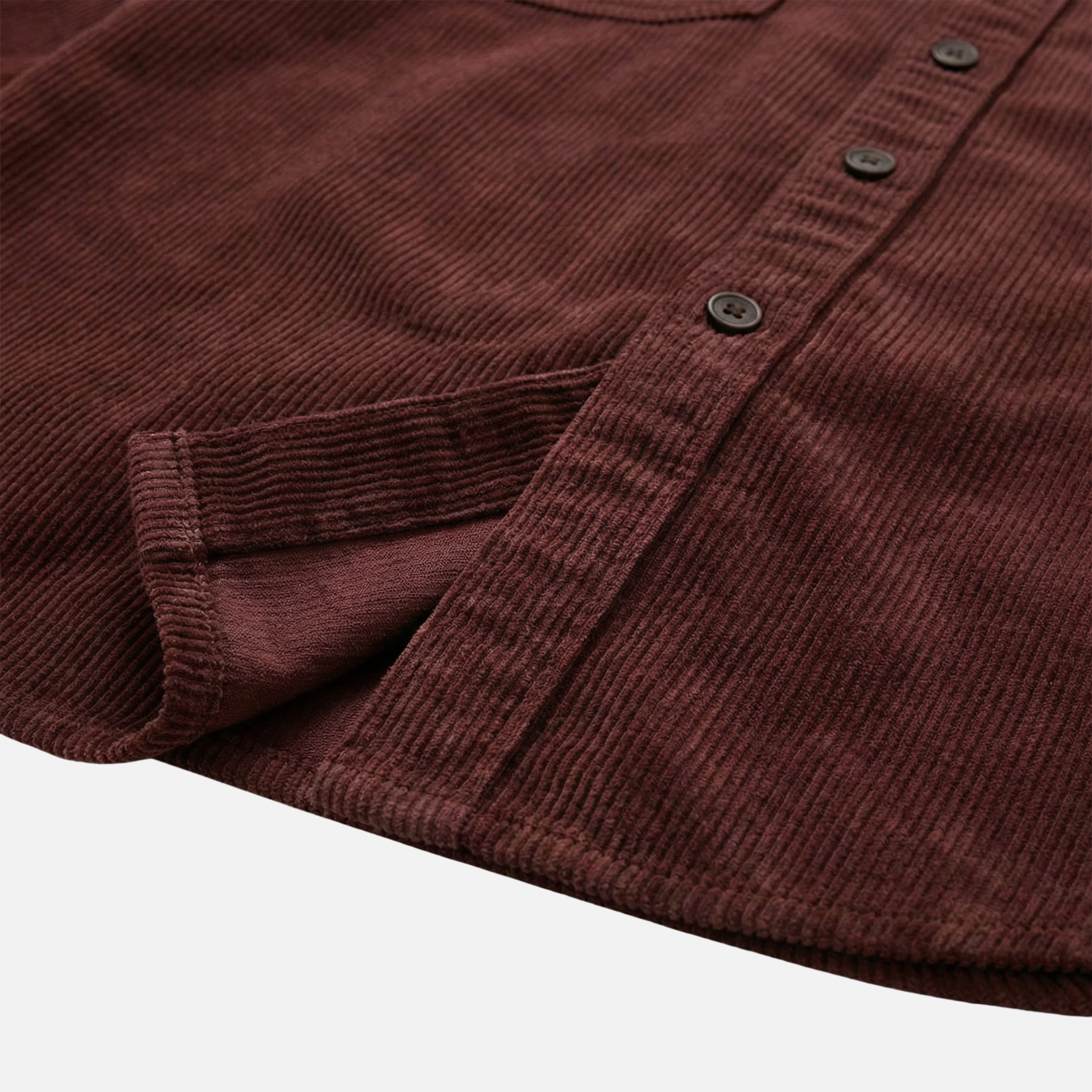 Men's Burgundy Corduroy Cotton Overshirt with Chest Pockets