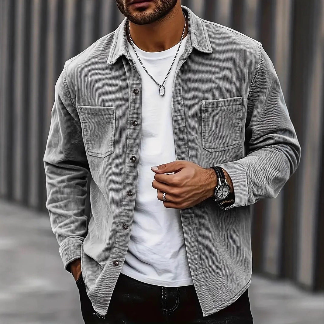 Men's Corduroy Overshirt with Chest Pockets