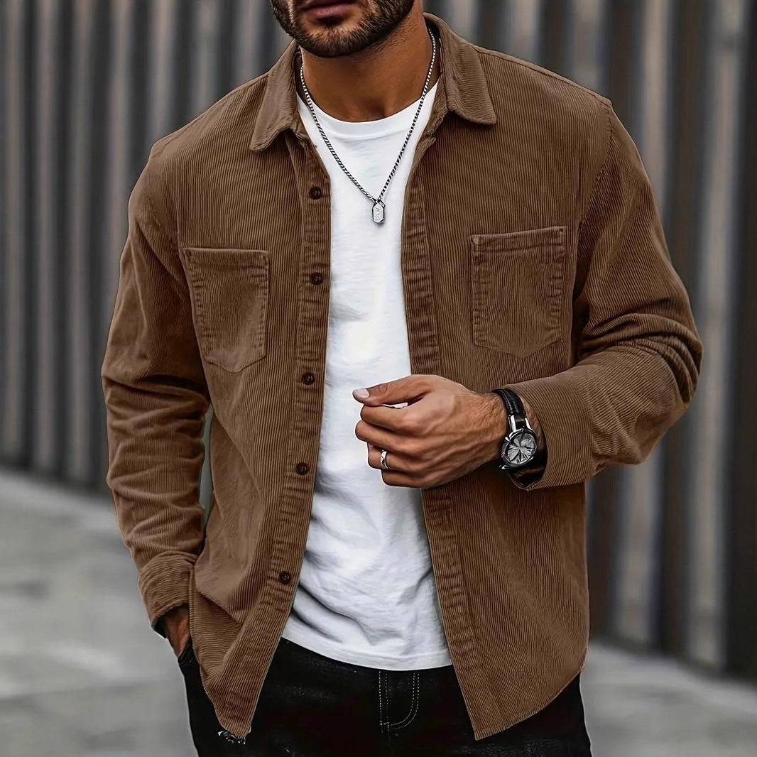 Men's Corduroy Overshirt with Chest Pockets