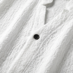 Men's Textured Cotton Two-Piece Set with Band Collar Shirt