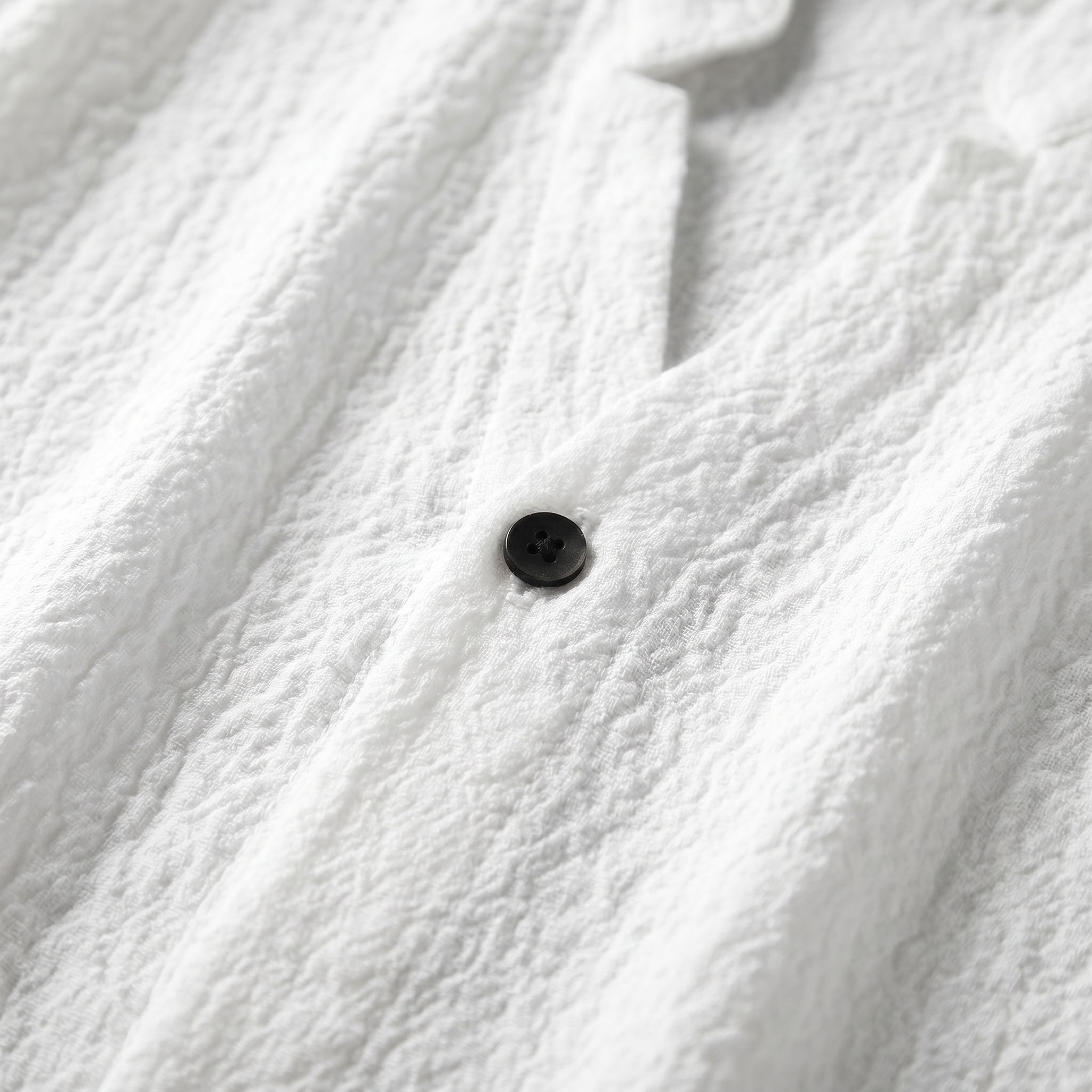 Men's Textured Cotton Two-Piece Set with Band Collar Shirt