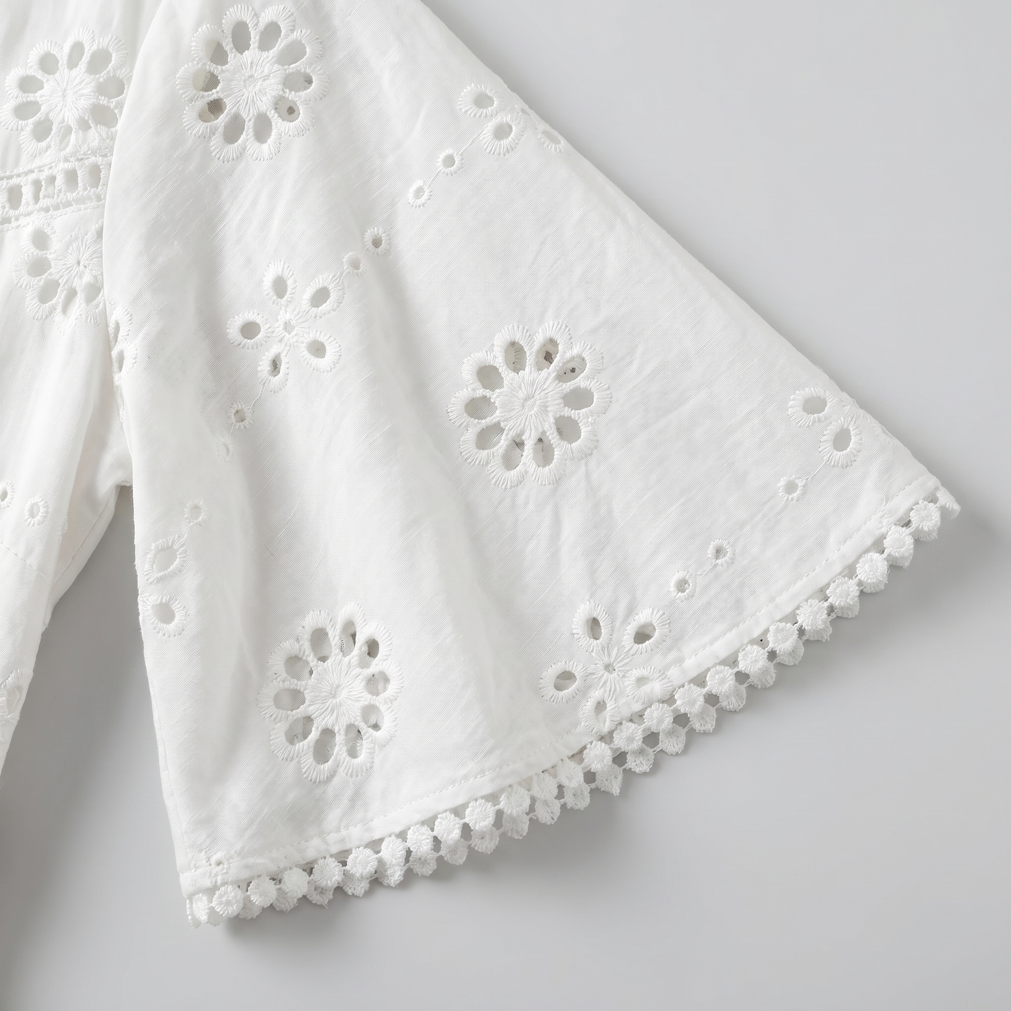 Women's Broderie Anglaise Mini Dress with Scalloped Trim