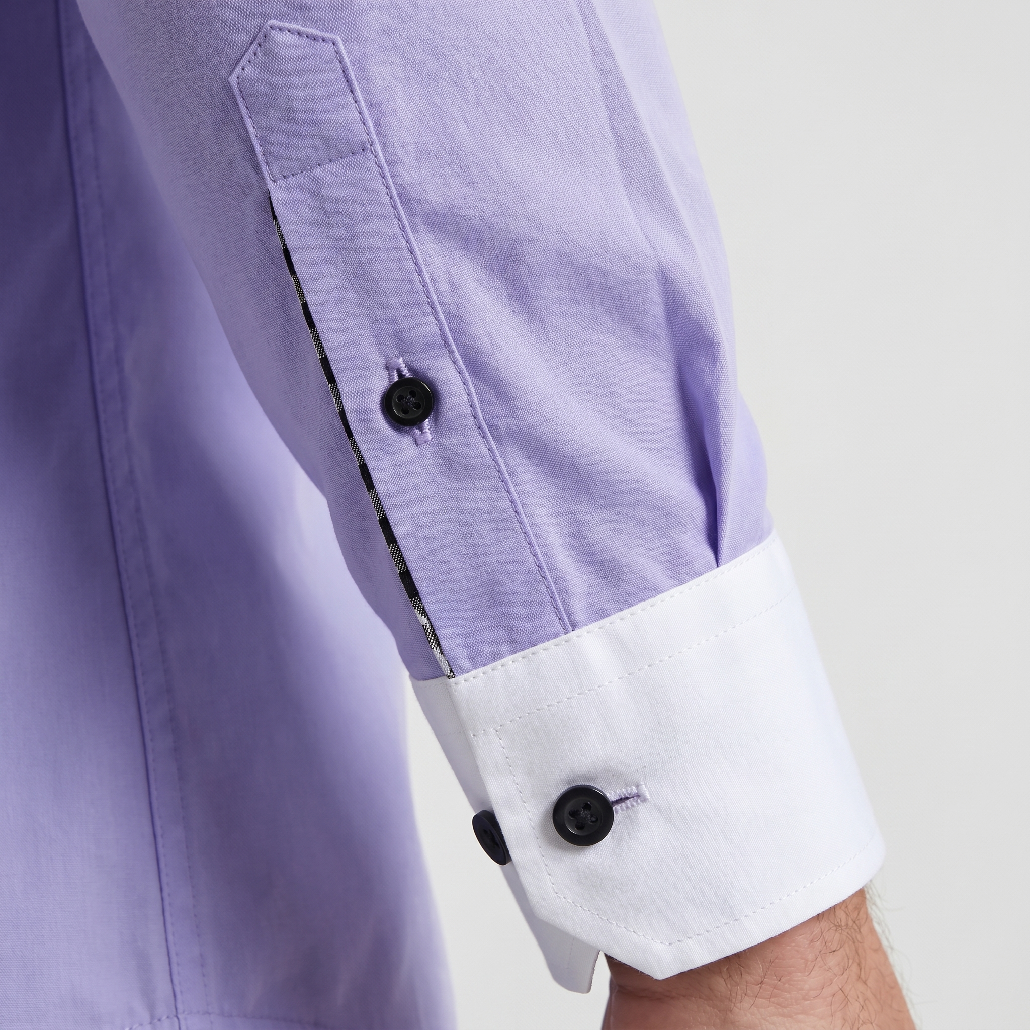 Men's Cotton Button-Down Shirt with Contrast Collar