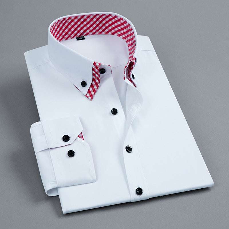 Men's Cotton Button-Down Shirt with Contrast Collar