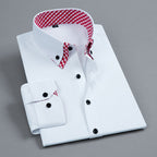Men's Cotton Button-Down Shirt with Contrast Collar