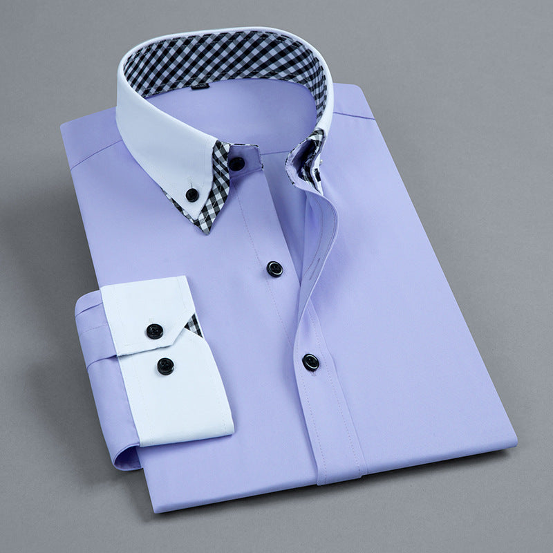 Men's Cotton Button-Down Shirt with Contrast Collar