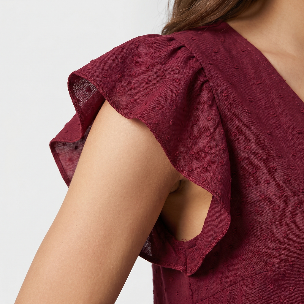 Women's Cotton Eyelet Mini Dress with Scalloped Hem