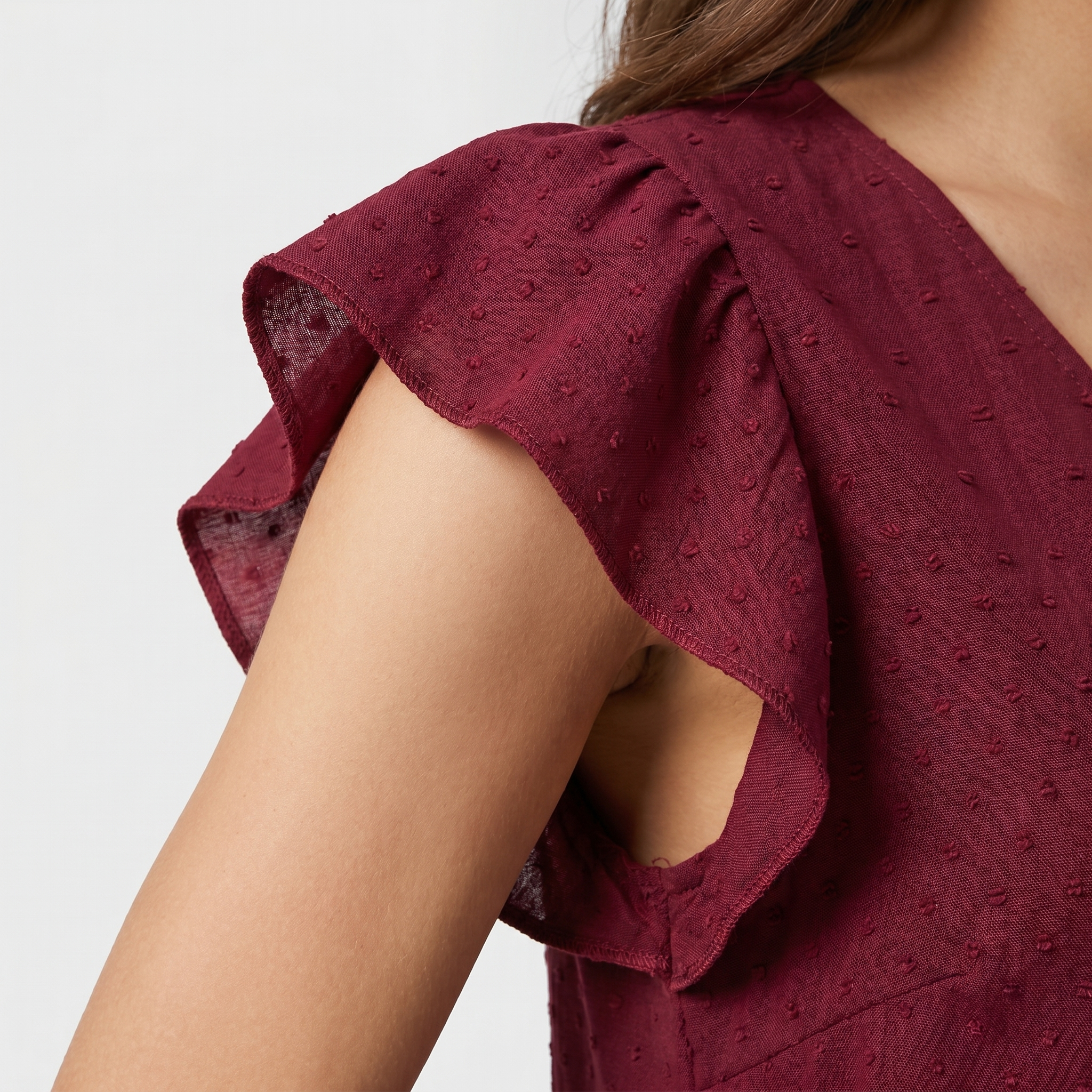 Women's Cotton Eyelet Mini Dress with Scalloped Hem