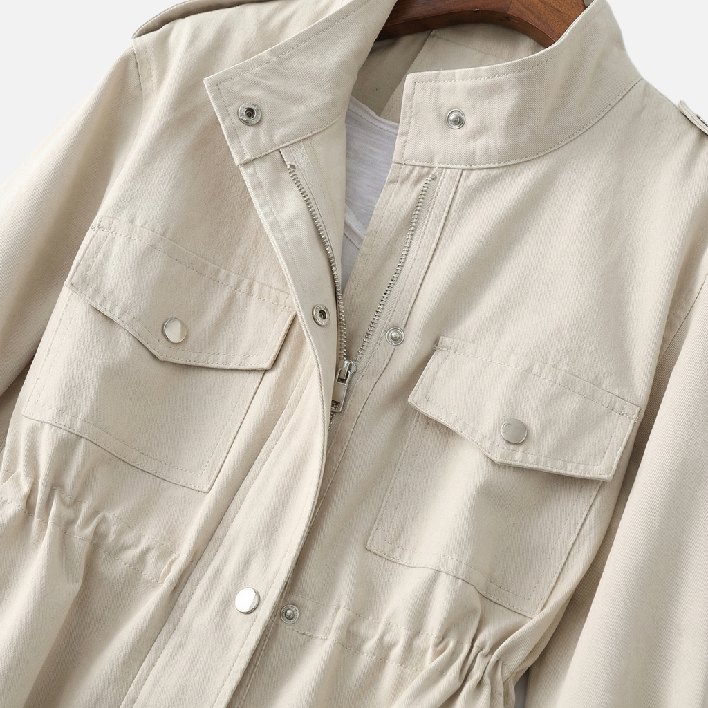 Women's Cotton Field Jacket with Stand Collar