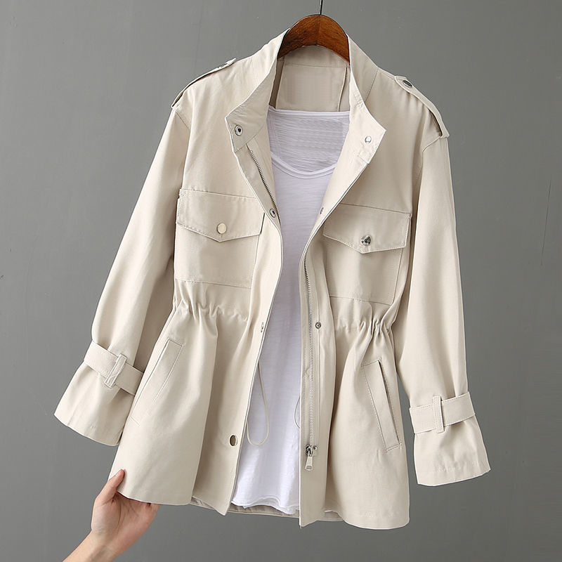 Women's Cotton Field Jacket with Stand Collar