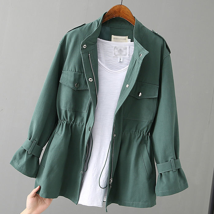 Women's Cotton Field Jacket with Stand Collar