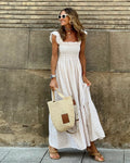 Women's Cotton Maxi Dress with Gingham Print