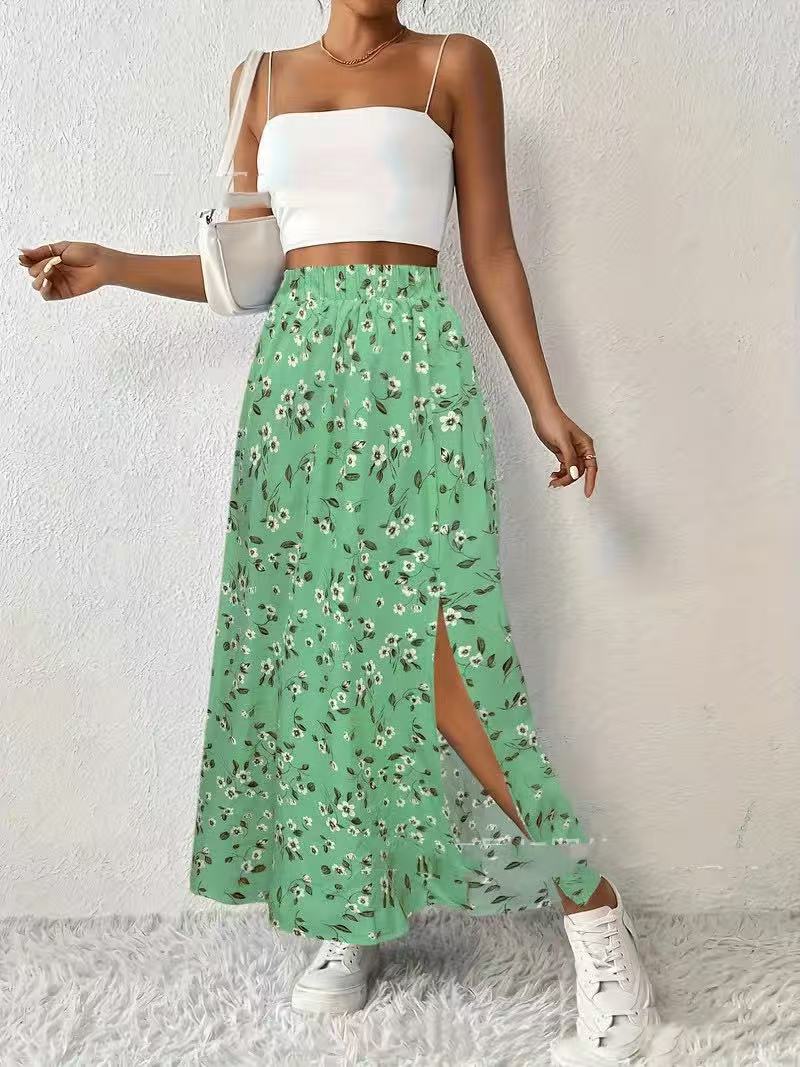 Women's Flowing Maxi Skirt with Floral Print