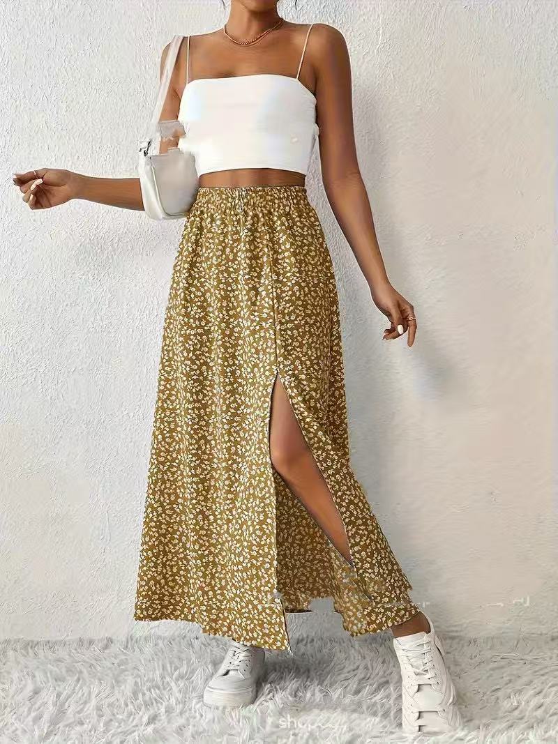 Women's Flowing Maxi Skirt with Floral Print