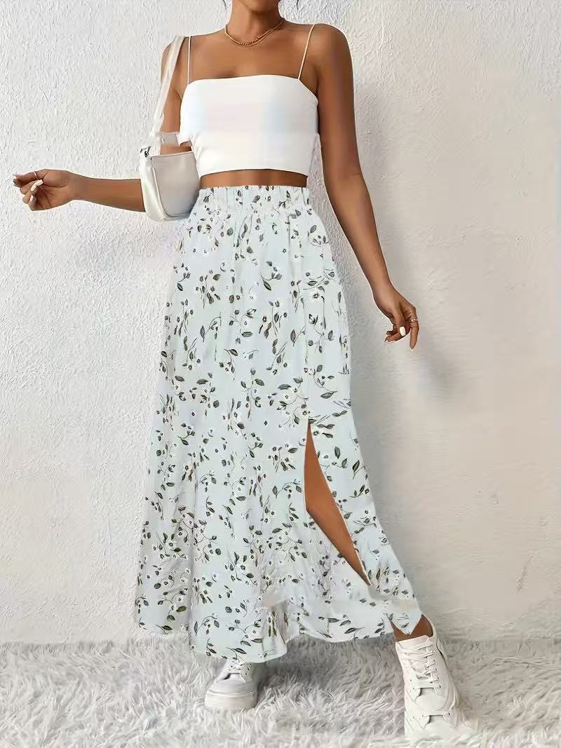 Women's Flowing Maxi Skirt with Floral Print