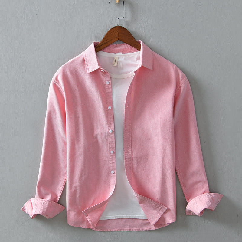 Men's Cotton Button-Down Overshirt with Rolled Cuffs