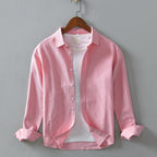 Men's Cotton Button-Down Overshirt with Rolled Cuffs