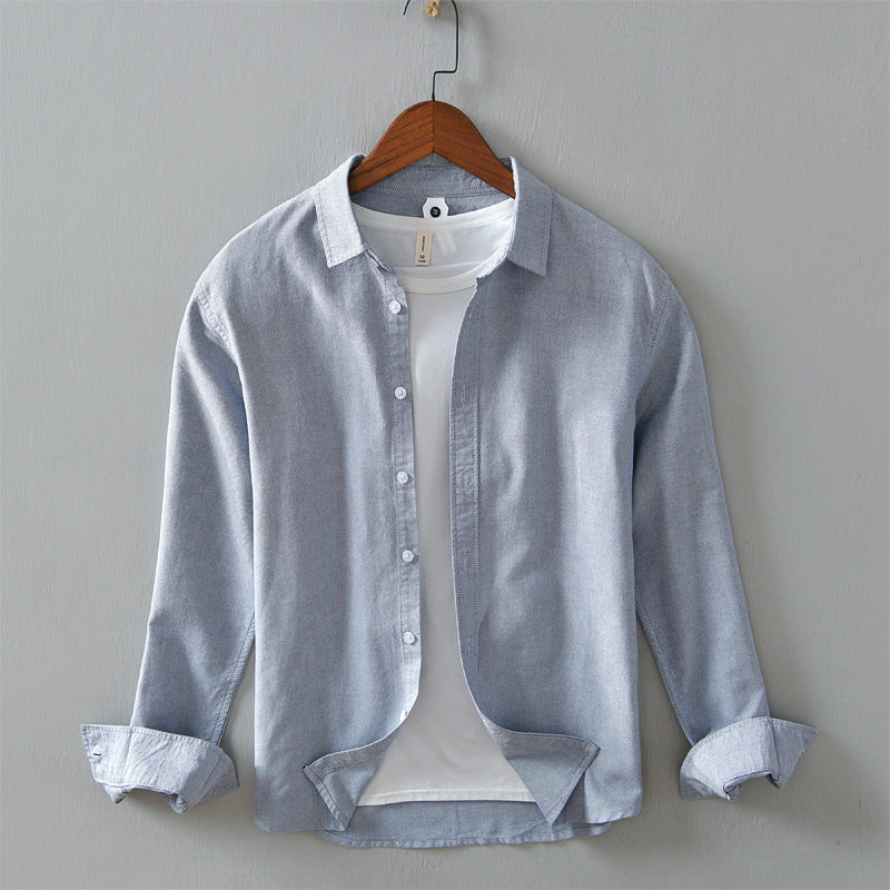 Men's Cotton Button-Down Overshirt with Rolled Cuffs