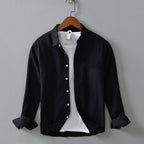 Men's Cotton Button-Down Overshirt with Rolled Cuffs