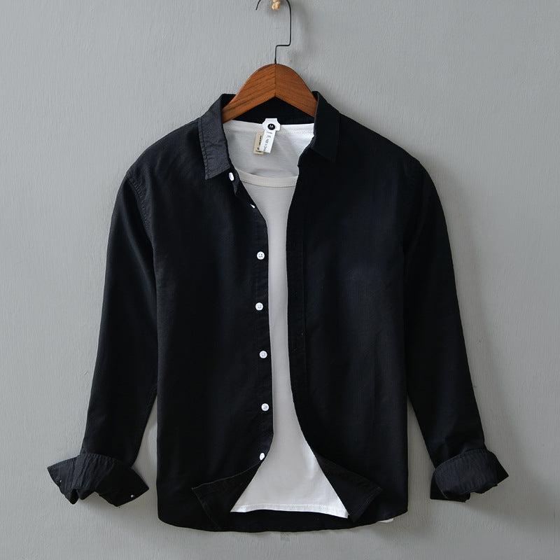 Men's Cotton Button-Down Overshirt with Rolled Cuffs