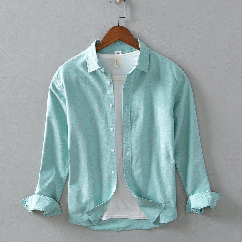 Men's Cotton Button-Down Overshirt with Rolled Cuffs