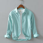 Men's Cotton Button-Down Overshirt with Rolled Cuffs