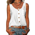 Women's Relaxed Cotton Sleeveless Top with Button Front