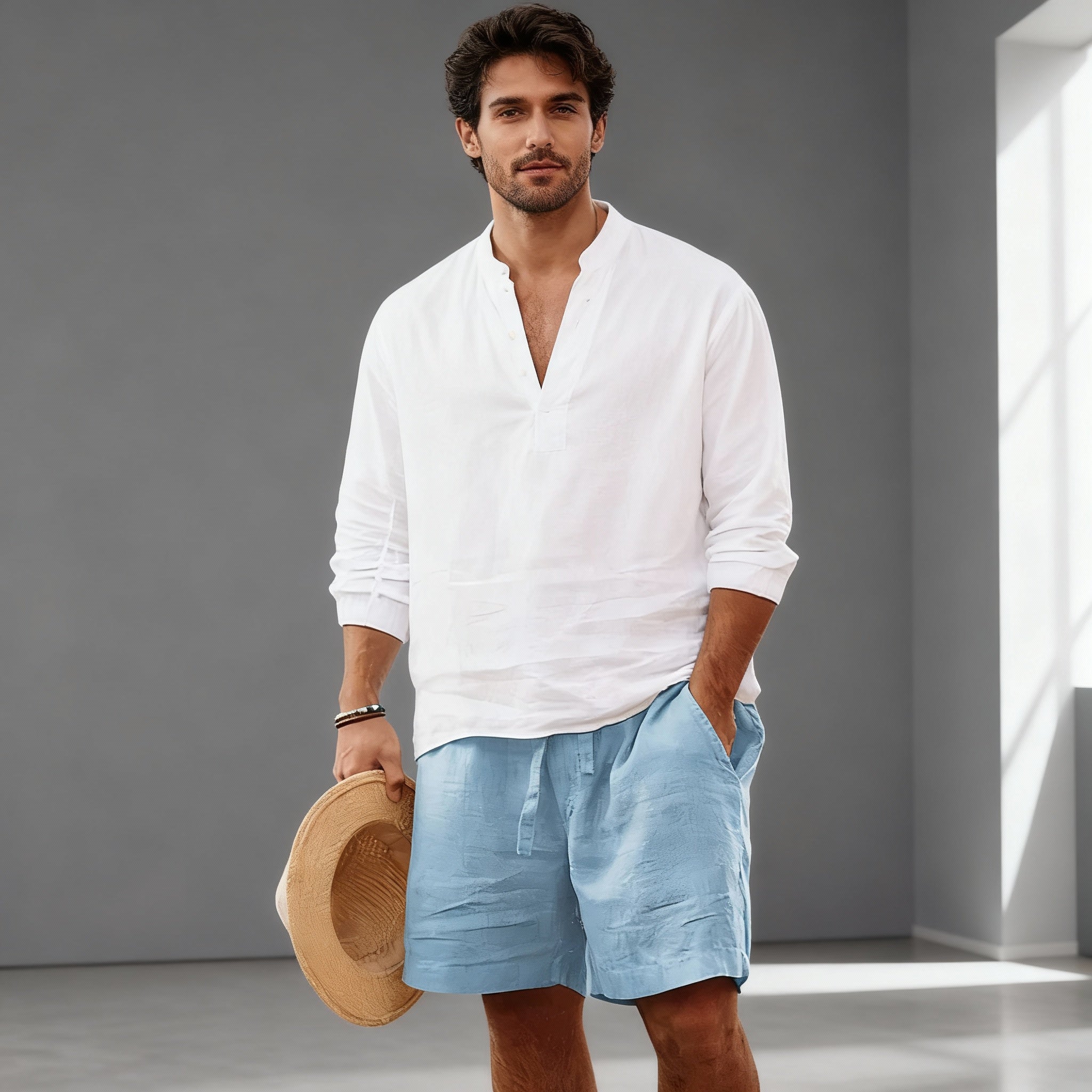 Men's Relaxed Cotton Shorts with Drawstring Waist