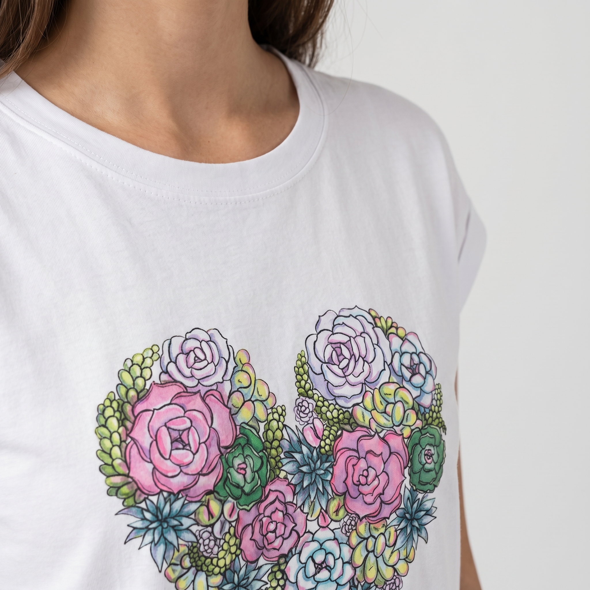 Women's Relaxed Cotton Summer Top with Heart Graphic