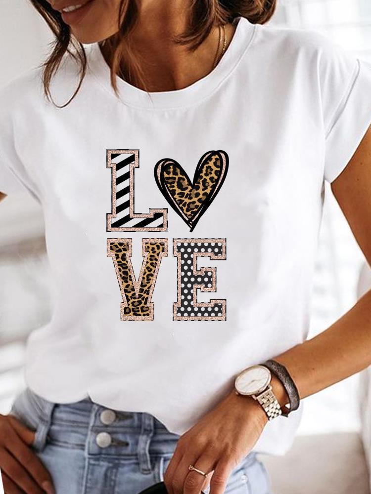 Women's Relaxed Cotton Summer Top with Heart Graphic