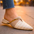 Women's Croc-Embossed Mule Heels with Cross Strap