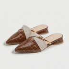 Women's Croc-Embossed Mule Heels with Cross Strap