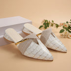Women's Croc-Embossed Mule Heels with Cross Strap