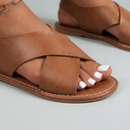 Women's Cross-Strap Flat Sandals with Cushioned Footbed