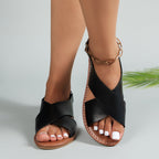 Women's Cross-Strap Flat Sandals with Cushioned Footbed