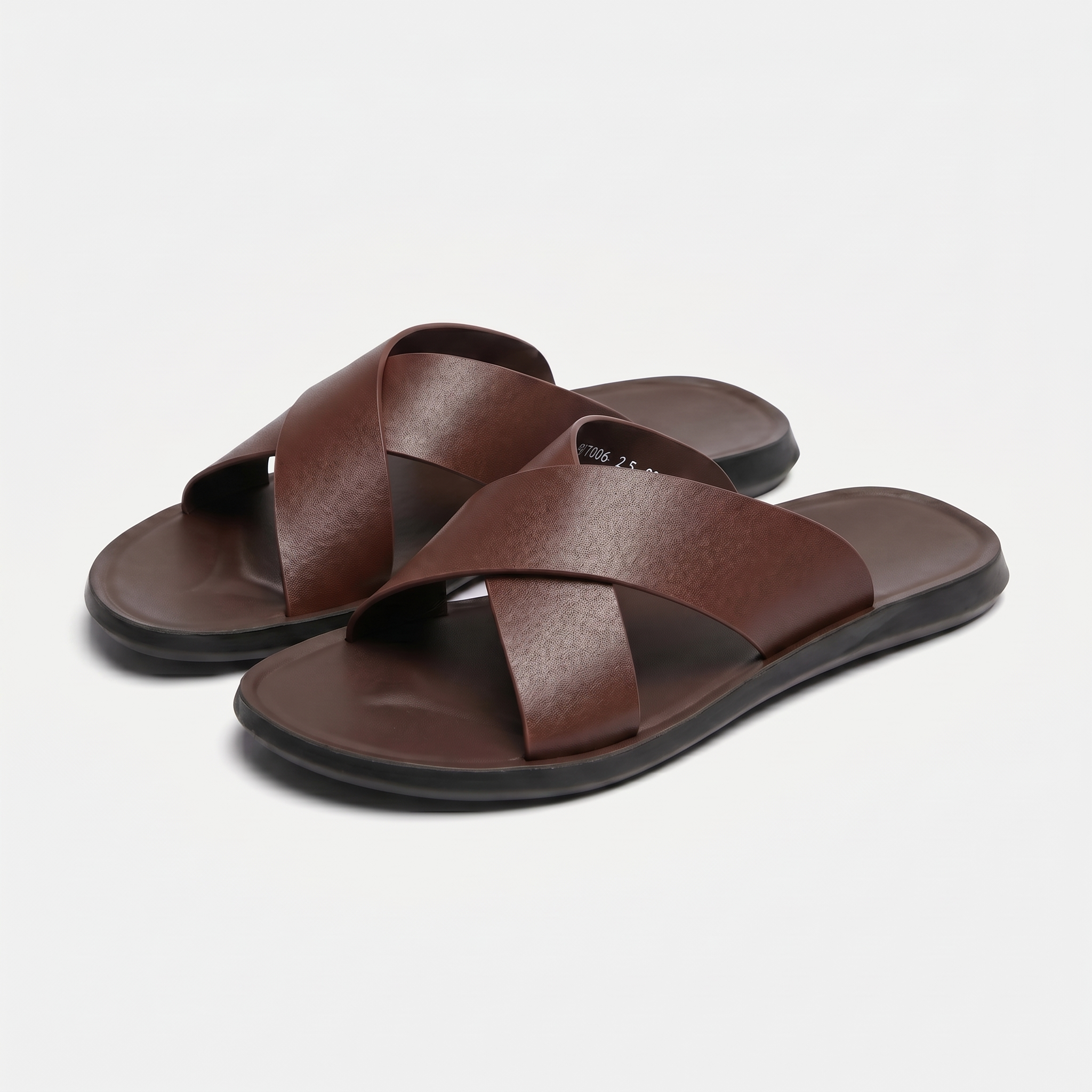 Men's Cross-Strap Open-Toe Slide Sandal with Flat Sole