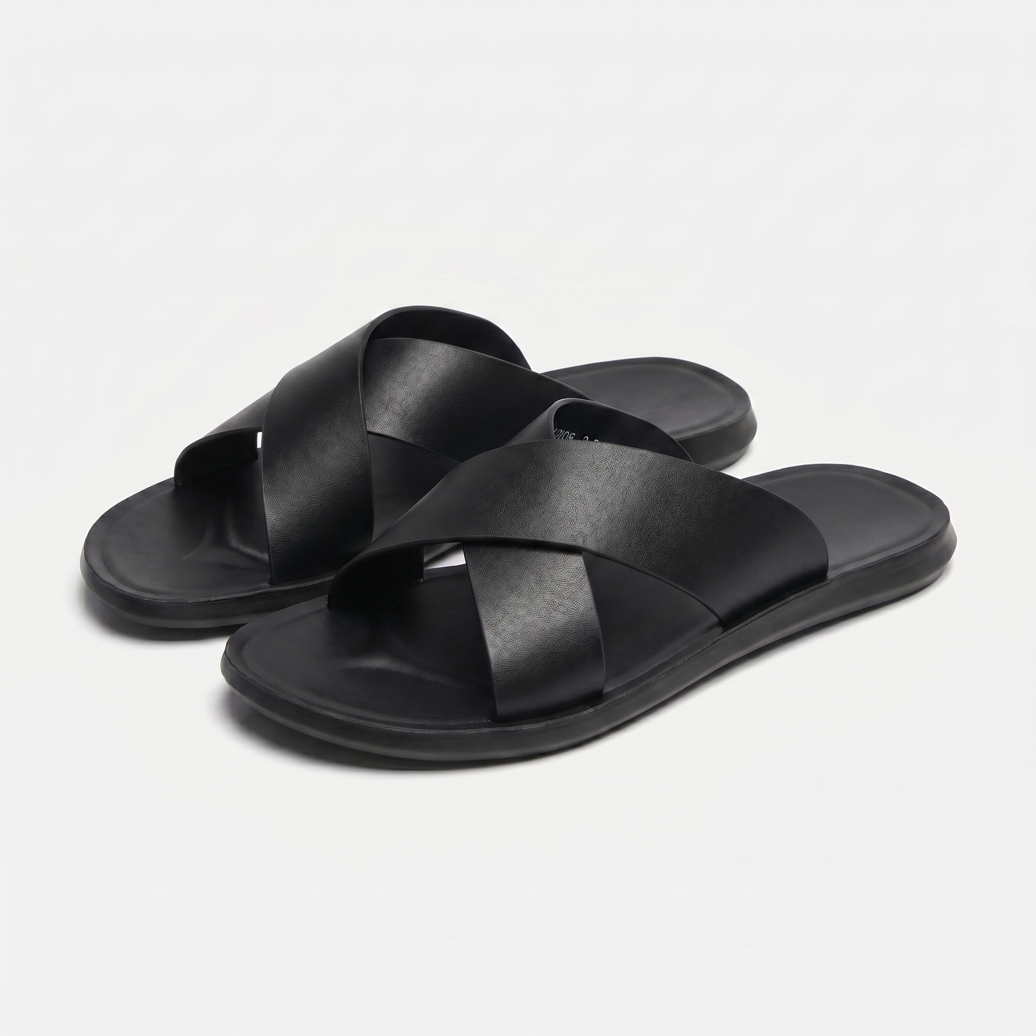 Men's Cross-Strap Open-Toe Slide Sandal with Flat Sole
