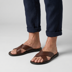 Men's Cross-Strap Open-Toe Slide Sandal with Flat Sole