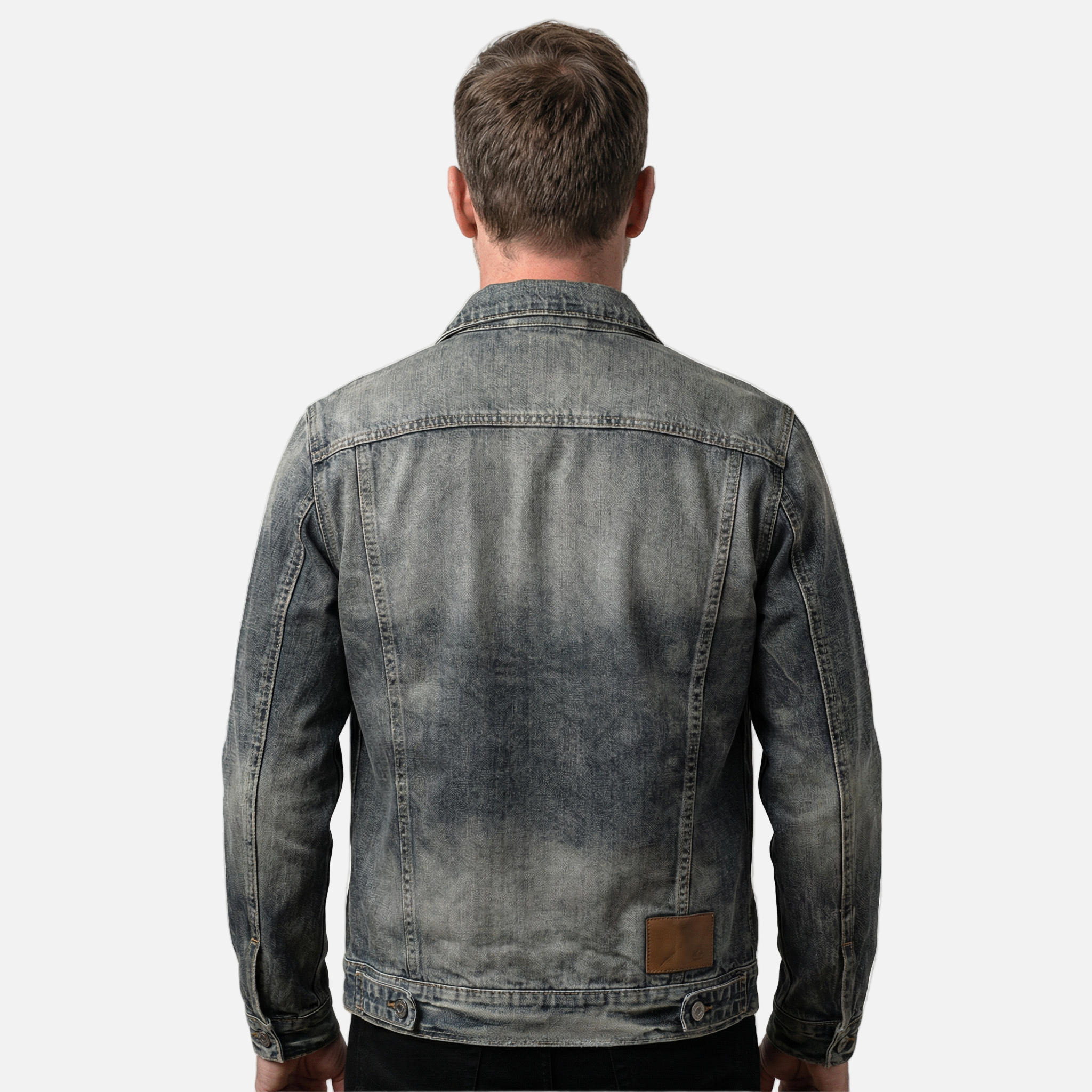 Men's Denim Jacket with Distressed Wash