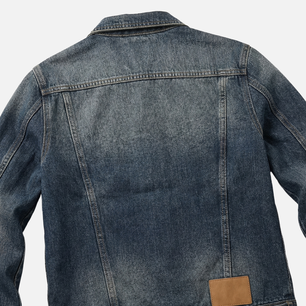 Men's Denim Jacket with Distressed Wash