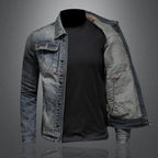 Men's Denim Jacket with Distressed Wash