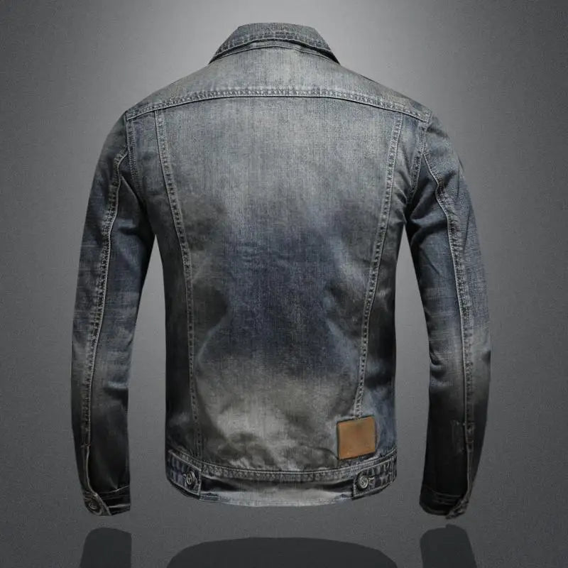 Men's Denim Jacket with Distressed Wash