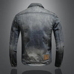 Men's Denim Jacket with Distressed Wash