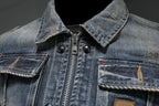 Men's Denim Jacket with Distressed Wash